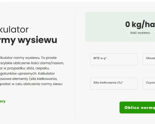 Kalkulator normy wysiewu pomoże obliczyć, ile grochu na hektar wysiać, uwzględniając MTZ, obsadę i siłę kiełkowania.
